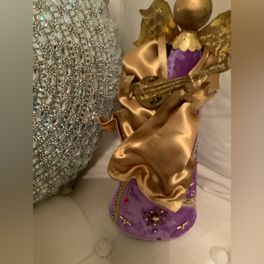 Purple and Gold Decorative Figurine angel vintage